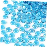 1.7LB Mini Flat Glass Marbles Marbles for Vases Glass Beads Fish Light Blue