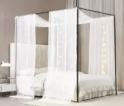 Canopy Bed Curtains with Light Princess Bed Canopy Scarf for Full/Queen Metal Be