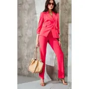 New Elie Tahari Women's Wild Strawberry Suit, with Split Hem Flare Pants Size 8