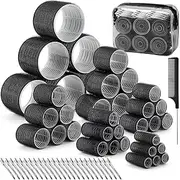 Tetutor 6 Size Hair Rollers for Women, 62 Pcs Rollers Hair Curlers for Long Medium Short Hair, Large Medium Small Self Grip Hair Rollers with 36 Rollers 24 Stainless steel Clips 1 Storage Bag