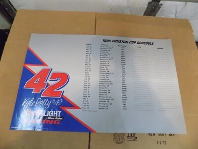 1995 NASCAR Winston Cup Schedule Coors Light Beer Bar Poster Kyle Petty # 42