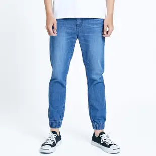 【EDWIN】男女裝 503 輕柔舒適 五袋式束口牛仔褲(石洗藍)