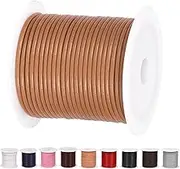 Glarks 11 Yards x 2mm Round Leather String Cord, Khaki Soft and Smooth Jewelry Leather Rope for Necklaces Bracelets Making, Wrapping, Beading Craft and Shoelaces Replacement
