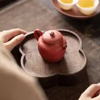 在飛比找ETMall東森購物網優惠-中式粉引胭脂紅陶瓷小品茶壺手工粗陶泡茶壺單人高檔功夫茶具單壺