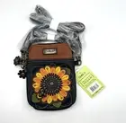 Chala Cell Phone Crossbody Bag Sunflower Faux Leather Vegan Navy Blue Bee NEW