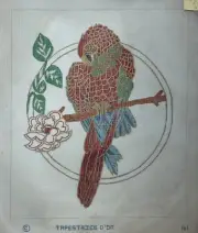 Tapestries d'Or Hand-Painted RED PARROT Bird Needlepoint Canvas 14-mesh 161