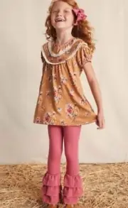 Matilda Jane Girl's 12 / 14 Set. Wild Rose Benny Pants & Discovery Garden Top