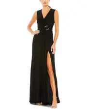 Mac Duggal Draped Side Knot Jersey Gown