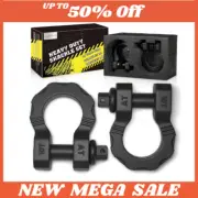 AUTOBOTS Mega D Ring Shackles 3/4" 80,000 lbs Tow Strap Winch Recovery Black