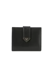 Prada Logo Plaque Front Flap Wallet One size Black