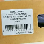 Gizmo Dorks PLA Filament 2.85mm 1kg for 3D Printers Heat Color Change Gray/White