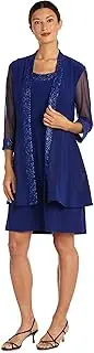 [R&M Richards] Womens Plus Glitter 2PC Sheath Dress Blue 20W