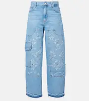 [Ganni] Ganni Broderie anglaise barrel-leg jeans 27 blue