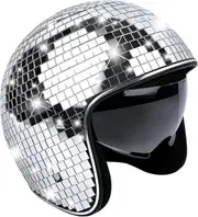 Disco Ball Helmet, Bicycle Shiny Silver Harley Party