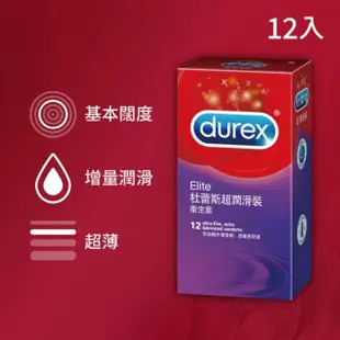 【Durex杜蕾斯】超潤滑裝衛生套12入(保險套/保險套推薦/衛生套/安全套/避孕套/避孕)