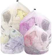 Geecol Pack of 4 Different Sizes Laundry Bags, Mesh Wash Bags with Draw String, Storage Bags, Three Layer Washing Machine Bag with Drawstring Closured Design for Underwear,Sock, Baby Toys