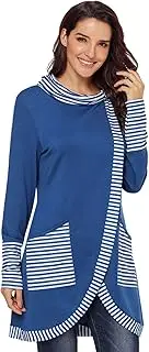 [Jueshanzj] Women's Striped Irregular Long Pullover
