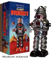 PLANET ROBOT TIN WINDUP ROBBY THE ROBOT CHROME FORBIDDEN PLANET SPACE TOY-SALE!