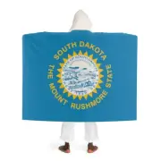 South Dakota Sherpa Fleece Blanket With Hood Featuring the South Dakota Flag