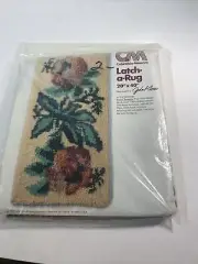 NEW Latch A Christmas Rug Hook Flowers 20” x 40” 1978 Columbia Minerva VTG NOS