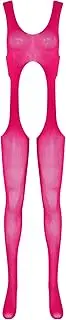 [winying] Women Sheer Jumpsuit Open-Crotch Scoop Neck Sleeveless Bodysuit Sexy Cut Out Solid Color Leotard