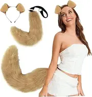 Dog Ears and Tail Set - Flexible Puppy Ears Hairband With Soft Bendable Furry Tail and Adjustable Strap for Halloween, Anime Party, Cosplay, Dress up Costume