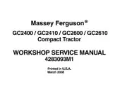 Workshop Manual for Massey Ferguson GC2400 GC2410 GC2600 GC2610 get it Today
