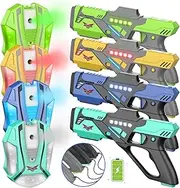 Rechargeable Lase r Tag Set with Vests, 2024 Upgrade Lase r Tag Guns Set of 4, Multi Player Lase r Tag Set for Kids Toy for Teen Boys & Girls, Indoor&Outdoor Toy Gift,Ages 8+,Black+Gray