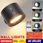 Modern LED Wall Light Bedside Reading Lights Wall Sconce Lamp Rechargeable Black