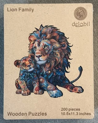 delobil "Lion Family" Wooden Puzzle for Adults, 200 Pieces Jigsaw Puzzles New