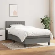 Box Spring Bed with Foam Mattress and LED Dark Grey Fabric vidaXL