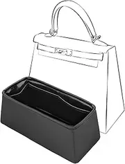 JLYZ Moon Kelly 25 Bag Insert, Purse Organizer Insert Compatible with Hermes Kelly Bag, Lightweight and Silky Smooth, Bag Insert for Kelly 25 (Black, KL25)