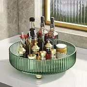 [Hbluefat] Lazy Susan Rotatable Modern Round Tray,360°Rotating Spice Storage Rack,10" Turntable Organizer,Cosmetic Makeup Vanity Tray for Storage Jewelry,Perfume&Kitchen Condiment (Green)