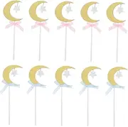 MOLUCKFU Star and Moon Cake Decorations 20pcs Set Cake Topper Cupcake Topper Material Non-Toxic