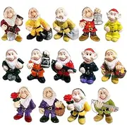 Fairy Garden Gnome Statue Mini Dwarf Elf Resin Sculpture Potted Micro Landscape 14PCS Miniature Gnome Statue