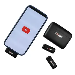 【KONIX】無線麥克風G2 Lightning-iPhone 手機麥克風 領夾式 一對二 無線麥克風 隨身充電盒