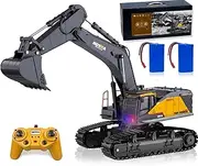 BNAM 1/14 Scale RC Excavator, 22 Channel Upgrade Full Functional Construction Vehicle with Metal Shovel, Lights, Sounds - Remote Control Excavator Toy for Kids 8+