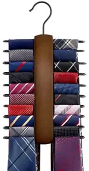 Wood Tie Rack Holder Necktie and Belt Hanger Organizer Storage Rack Space Saver