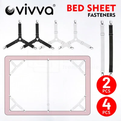 2/4pcs Triangle Fitted Sheet Strap Clips Grippers Mattress Bed Suspenders Holder