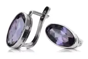 Russian style Vintage 925 Silver alexandrite earrings vec001s Rare!