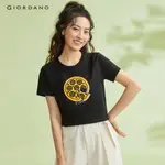 GIORDANO WOMEN 貓印花圓領短袖棉 T 恤 05383001