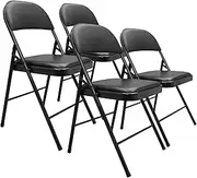 Amazon Basics Vinyl-Padded Folding Chairs 136 kg Weight Capacity, Black 4 Pack