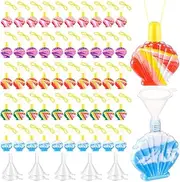 Tanlade 100 Pcs Shell Shaped Sand Art Bottle Necklace Kits Plastic Sand Art Bottles with Mini Plastic Funnels Sand Art Containers for Class Birthday Party Decoration Crafts Supplies