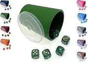 Flexible Dice Cup with Lid Including 5 Dice - Made in Germany (Dark Green)