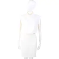 在飛比找Yahoo奇摩購物中心優惠-MOSCHINO 白色小立領無袖洋裝