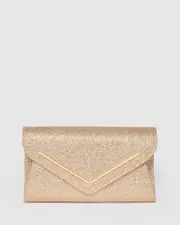 Gold Clare Metal Bar Clutch Bag