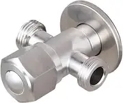 Faucet Angle Valve, 2 PCS Stainless Steel Bathroom Triangle Valve Faucet Accessories Two Way Angle Valve G1/2 Thread for Home(Silver Double)
