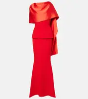[Safiyaa] Safiyaa Evangelina caped crêpe gown AU 12 red