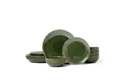 12pc Mikasa Jardin Stoneware Everyday Dining Dinner Bowls/Plates Set - Green