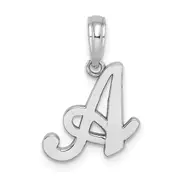 14K White Gold 14Kw Script Letter A Initial Pendant